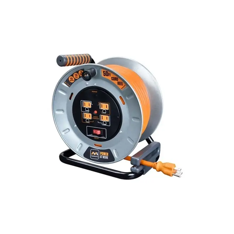 Masterplug 50 ft. Heavy Duty Metal Cord Reel Handle Easy Storage
