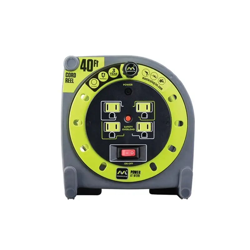 Masterplug 40 ft PVC Cord Reel Easy Storage and Extension Cord Management
