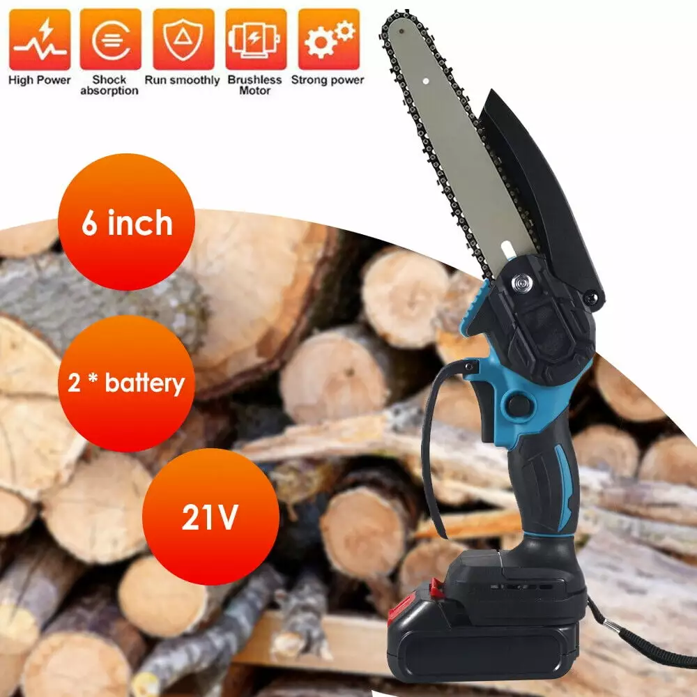 Paddsun 6in Mini Handheld Electric Chainsaw 6 Cordless Chain Saw Cutter Rechargeable