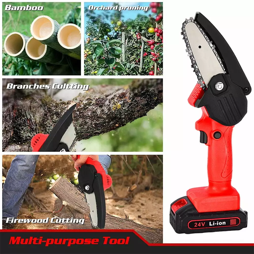 Paddsun Mini Chainsaw Cordless 4Inch 6Inch Electric Chain Saw 24V 550W Battery Power