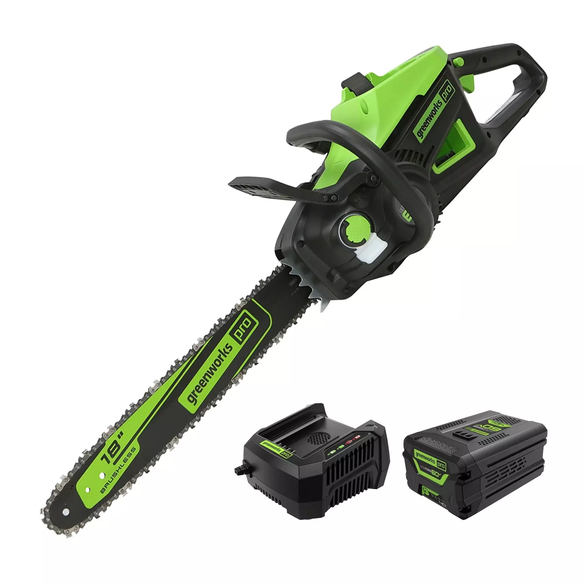 Greenworks 60V 18 Cordless Chainsaw 4.0Ah Battery & Charger 2019302