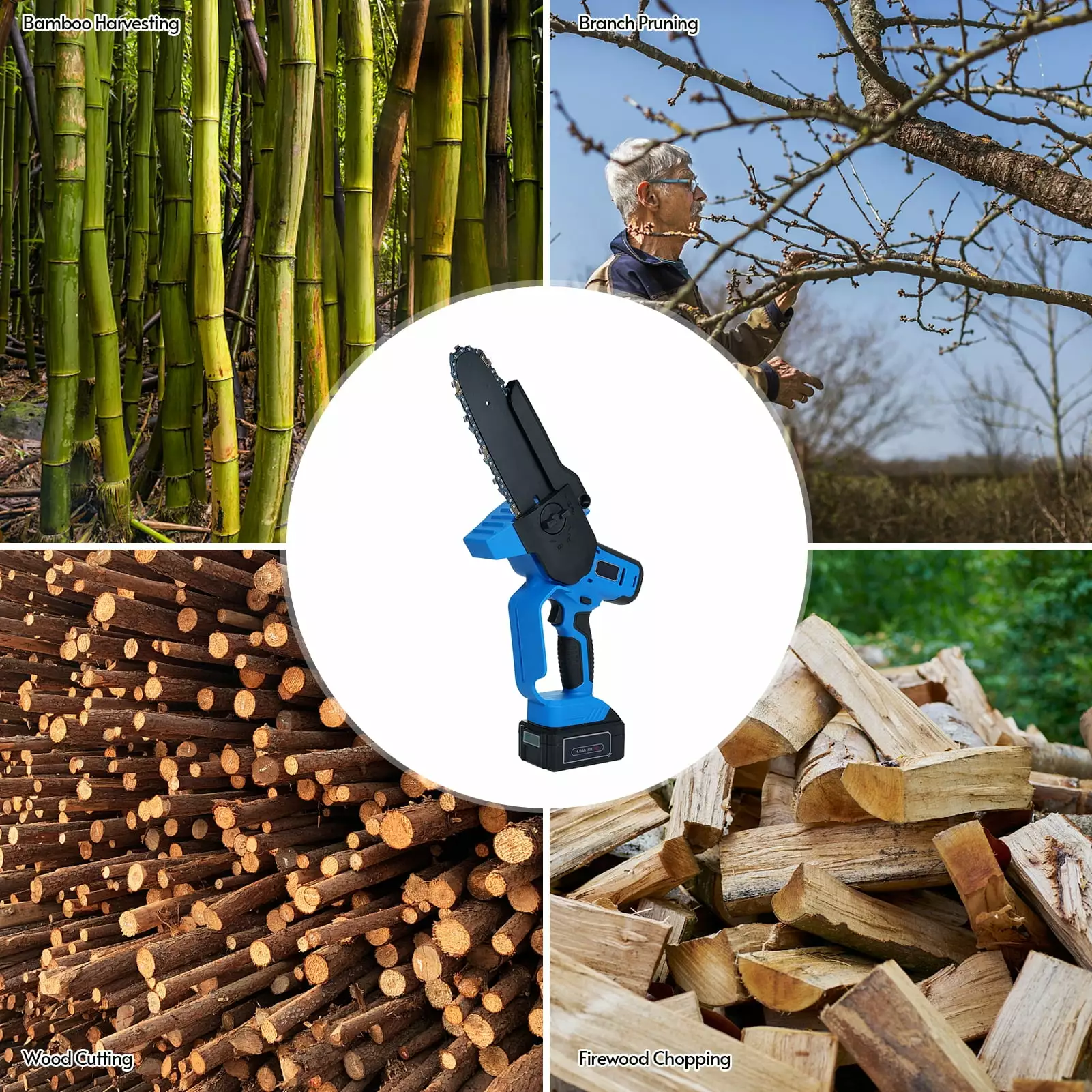 Electric chain saw.20v 5500rpm Lock Branch 8 Inch Handheld Protectty Wood Battery Chain Saw Travel-friendly Htovila