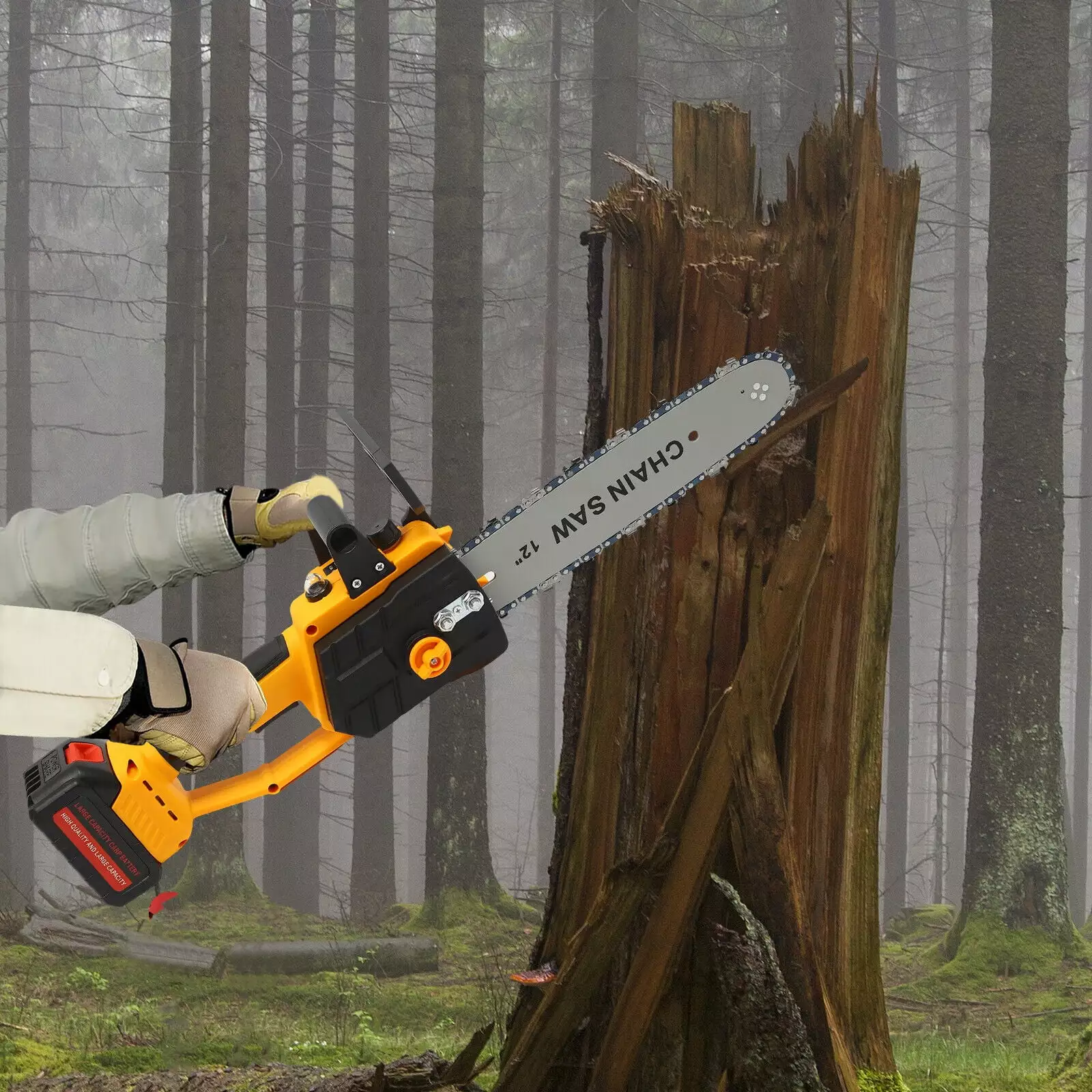 Miumaeov 12 Mini Chainsaw Handheld Cordless Chainsaw Battery and Charger 21V Electric Chainsaw Featherweight Kit Tool-free...