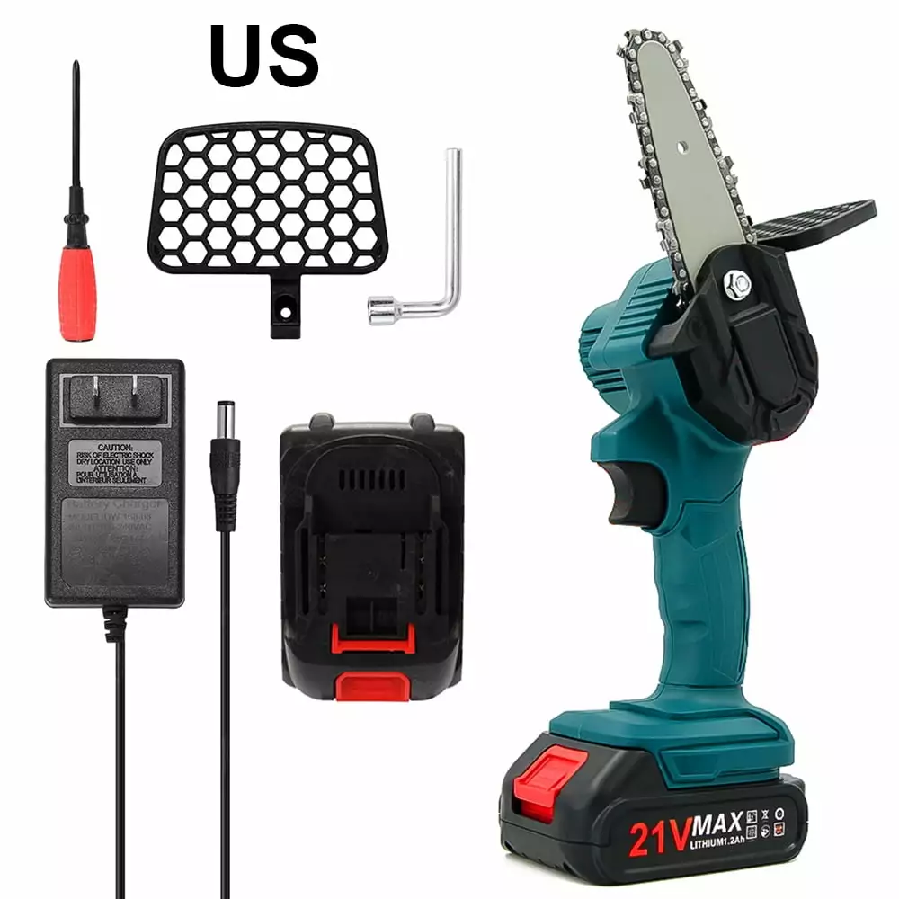 Occkic Mini Chainsaw Cordless 4-inch Small Electric Saw Rechargeable Travel-friendly One-hand Power Chain Saws Garden Tool