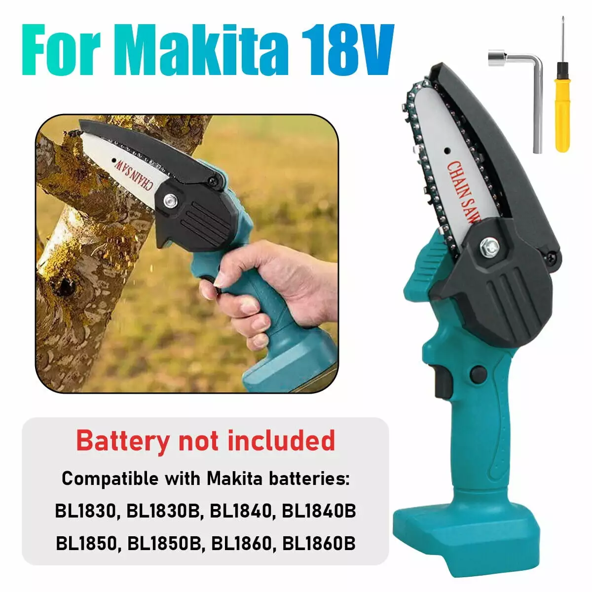 Powerful Makita 18V Mini Cordless Chainsaw - Perfect Electric Wood Cutter Garden smallzonex