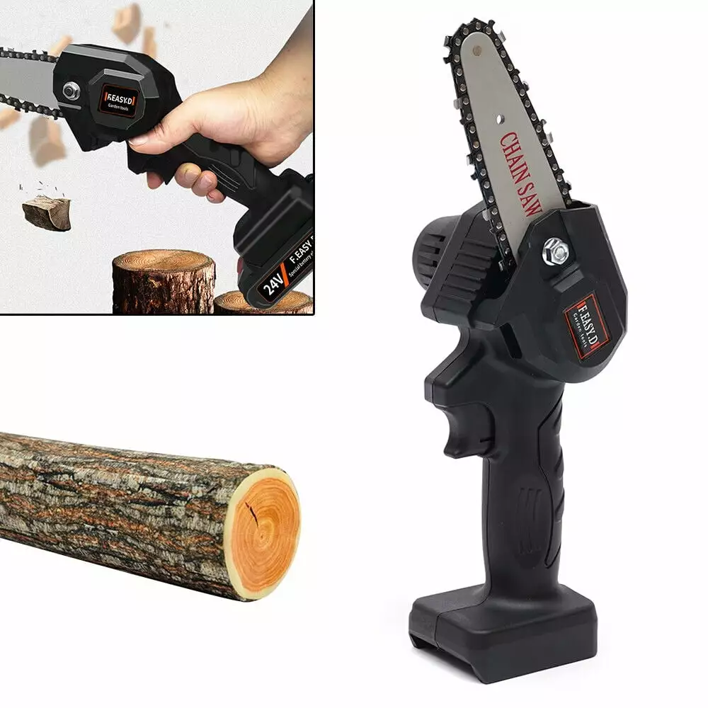 4 Handheld Electric Saw Cordless Chain Saw Wood Tree Branch Cutter 24V unbrand