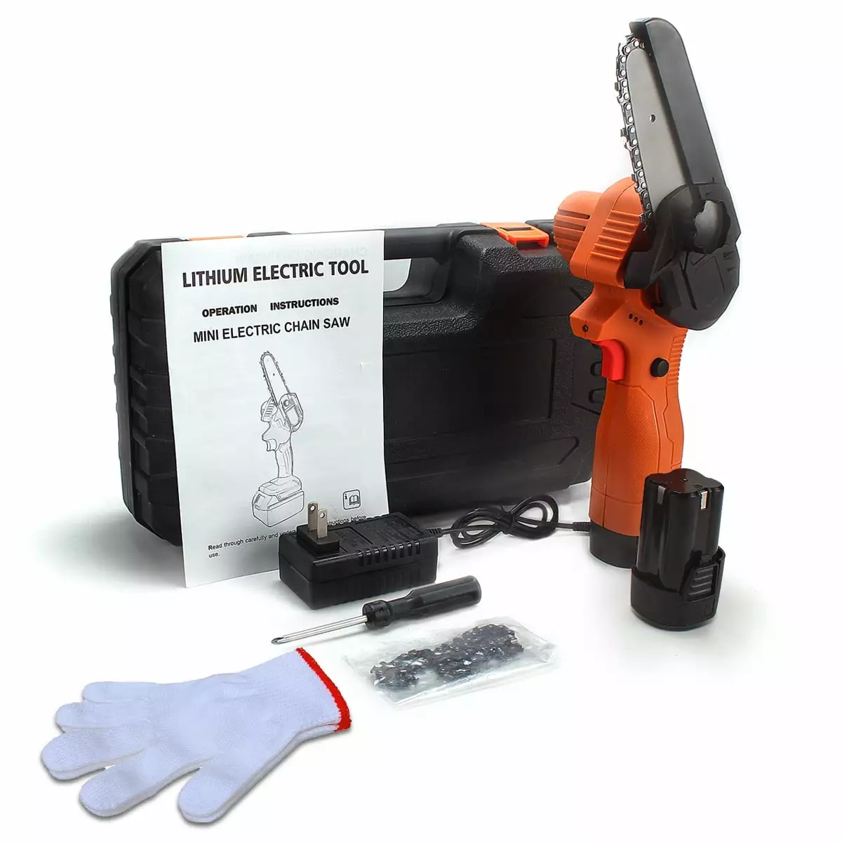 4 Inch Mini Saw Lithium Chainsaw Garden Logging Home Electric Pruning Saw Tree Rechargeable Lithium Chainsaw US 110V Ywlanda