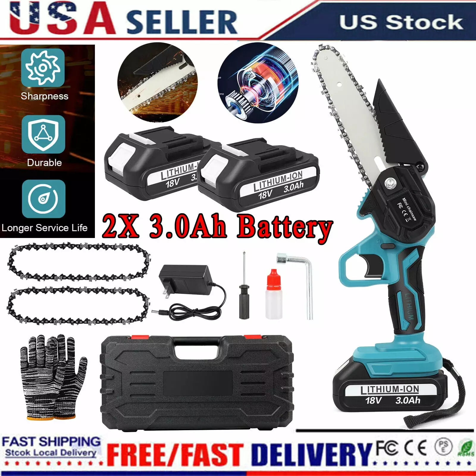 ZGBY 6'' Mini Handheld Electric Chainsaw Cordless Chain Saw Wood Cutter Battery ZGBY Home Products