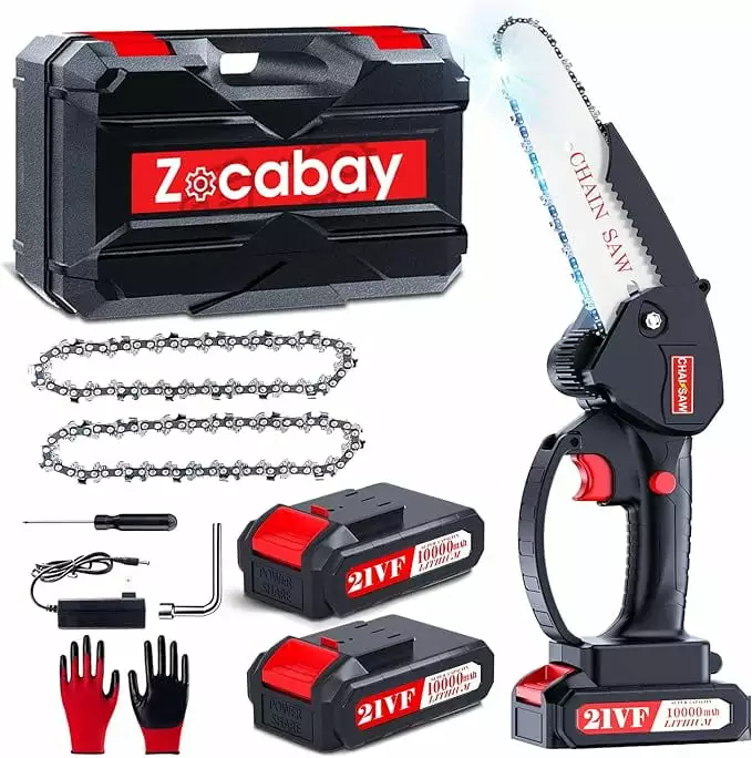 Open Box Zocabay Mini Chainsaw 6 Travel-friendly Cordless Chainsaw Rechargeable Battery - Black