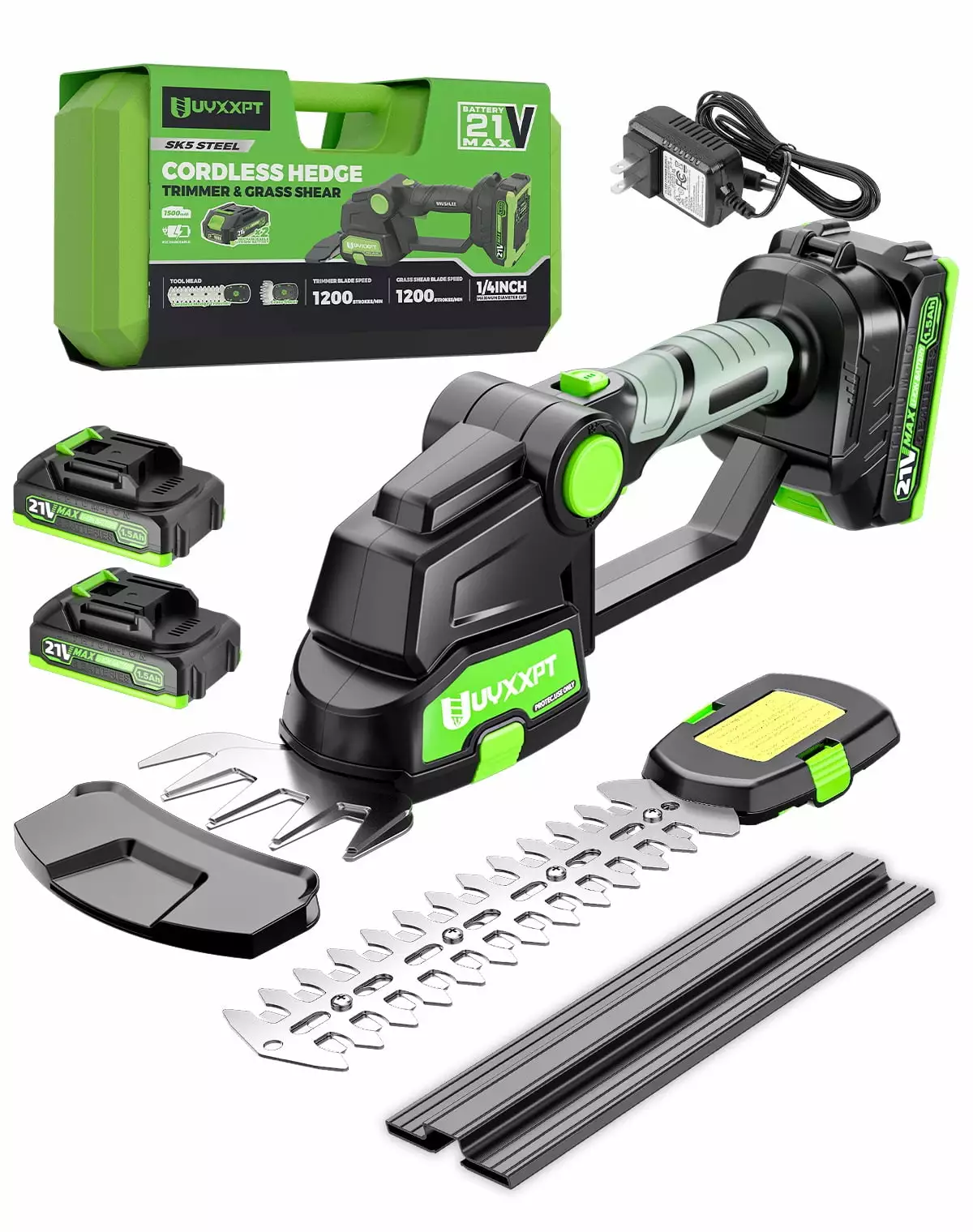 Xhy 2--1 Handheld Electric Hedge Trimmer 21V Cordless Grass Shear 2 Battery Shrub Trimmer Grass Cutter Precise Lawn Care G...