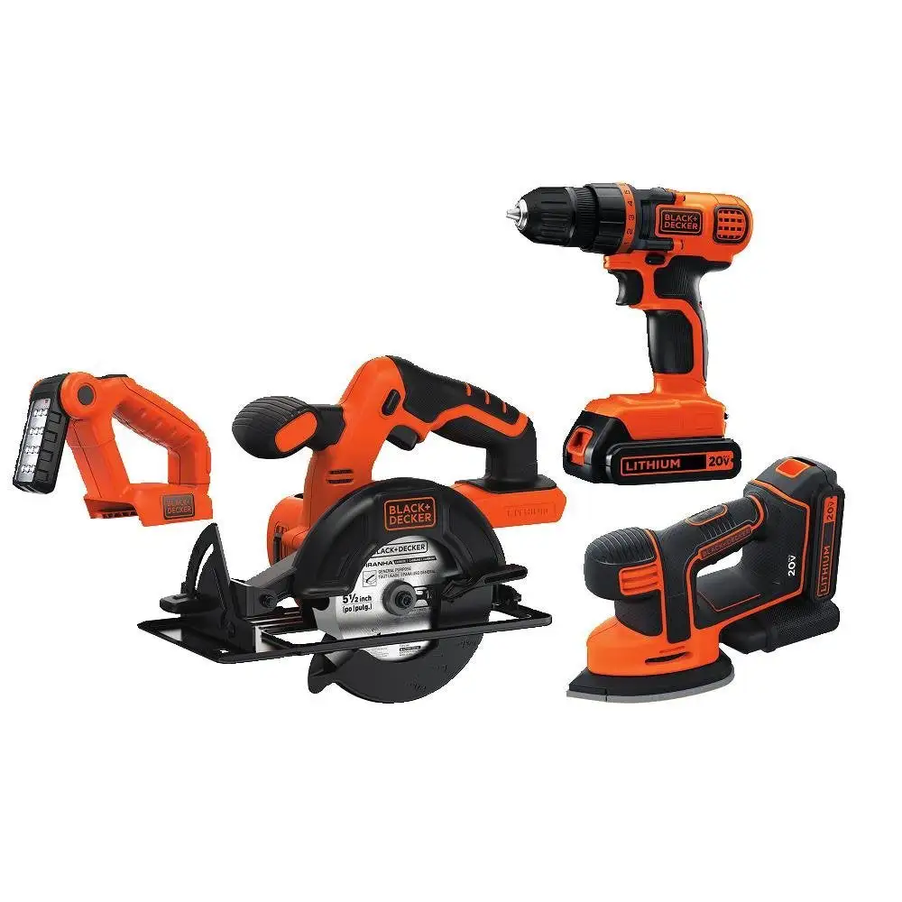 Black & Decker BD4KITCDCMSL 20V Cordless Combo Tool Kit Home Projects