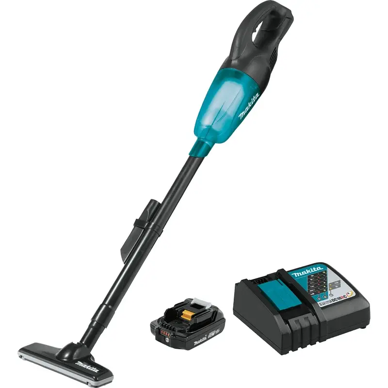 Makita XLC02R1B Wireless Vacuum Kit, 1.3 pt Vacuum, 18 V Battery, Lithium-Ion Battery, 2 Ah