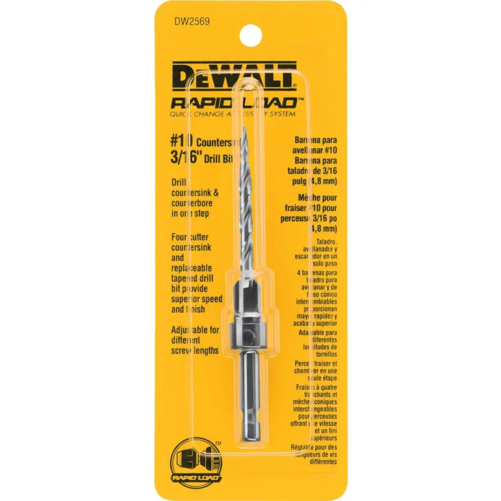 DeWalt #10 - 3/16 . Fine Rapid Load Wood Countersink Drill Bit