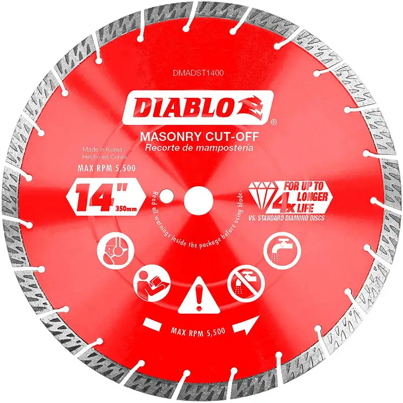 Diablo 14 . D X 1 . Diamond Turbo Rim Masonry Cut-Off Disc Concrete and Brick