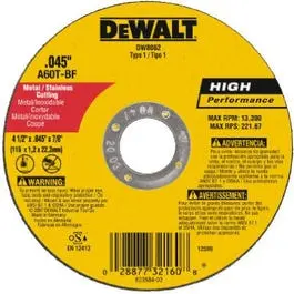 4.5-. Thin Metal Cut-Off Wheel Fast and Smooth Metal Cutting Dewalt