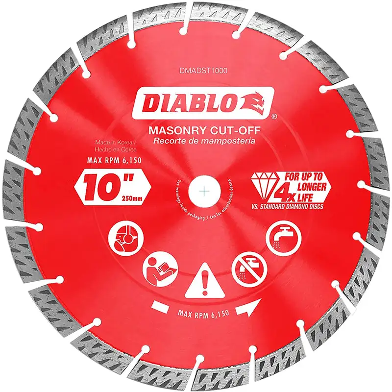 Diablo 10 Inch Diamond Turbo Rim Masonry Cut-Off Disc Concrete and Brick