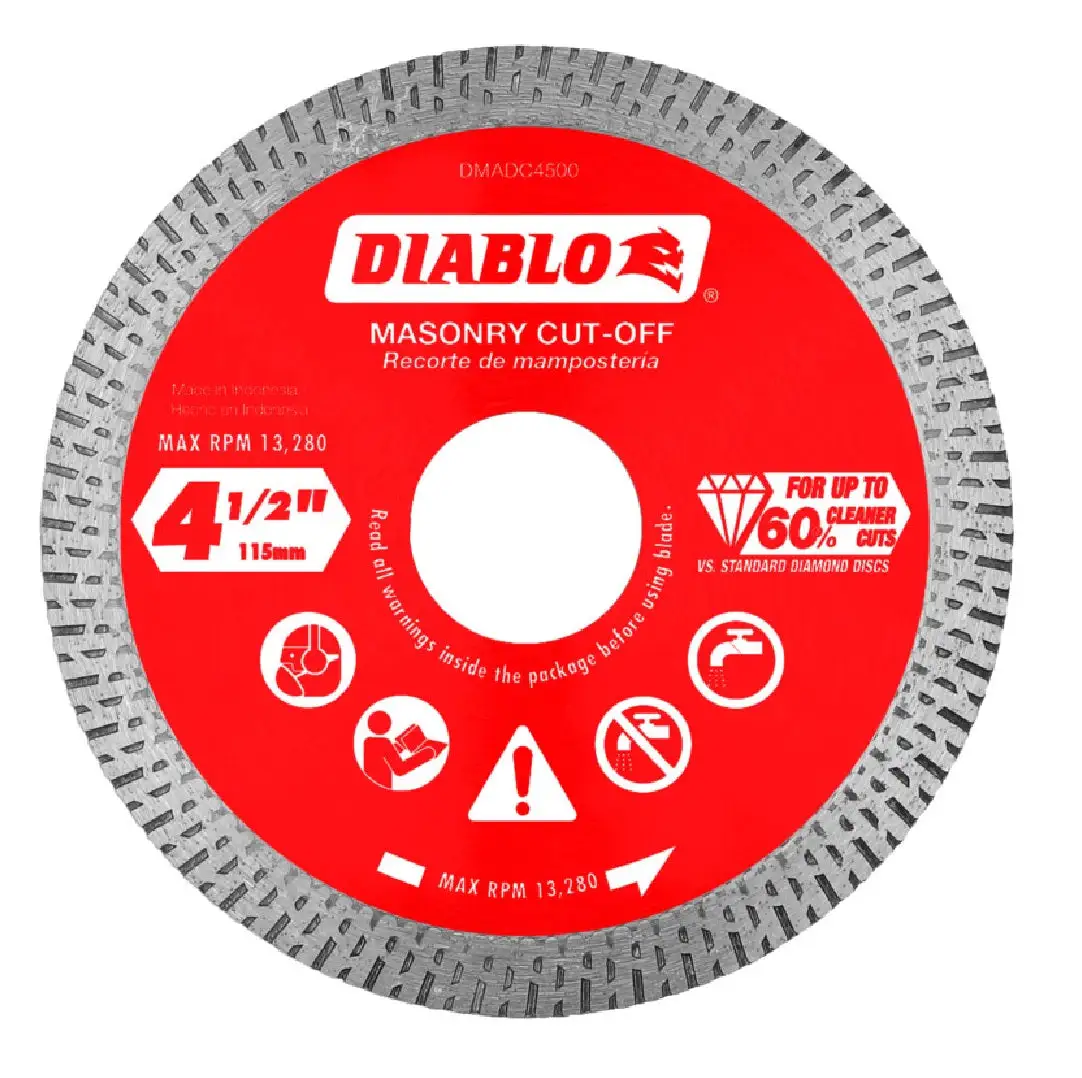 Diablo DMADC0450 Diamond Continuous Rim Cut-Off Discs Masonry 4-1/2 Inch