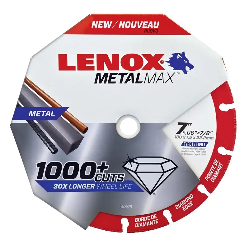 Lenox MetalMax 5 Inch Diamond Metal Cut-Off Wheel 7/8 Inch Arbor Heavy-Duty Metal Cutting