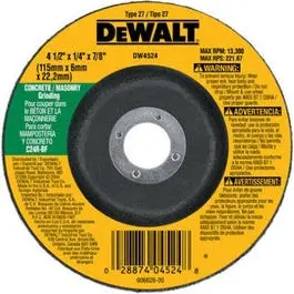 4.5 x 0.25-Inch Fast Masonry-Cutting Wheel Concrete and Brick Dewalt