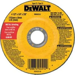 4.5 x 0.25-Inch Fast Metal-Cutting Wheel Angle Grinders Dewalt