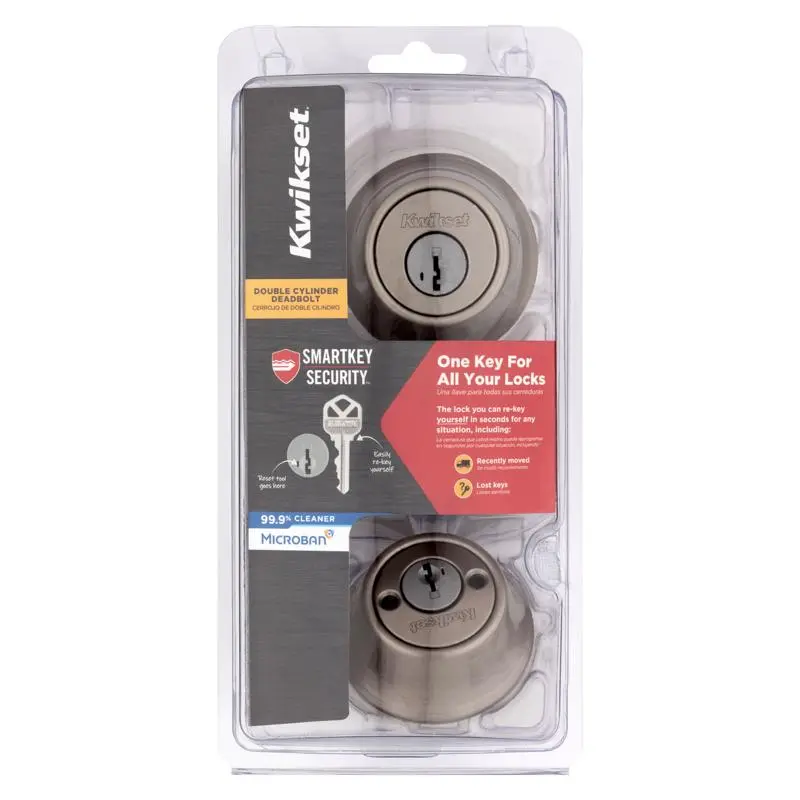 Kwikset 96650-510 SmartKey Security Double Cylinder Deadbolt Antique Finish Enhanced Security