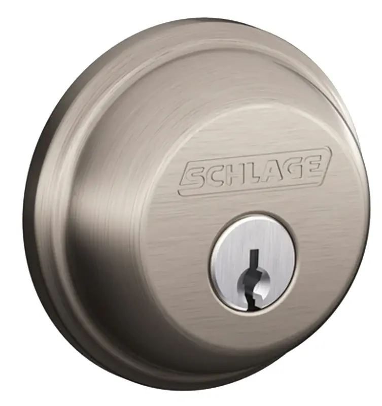 Schlage B60NV619 KA4 Deadbolt, 1 Grade, SC1 Vital, Metal, Satin Nickel, 2-3/8, 2-3/4 Backset, C Keyway