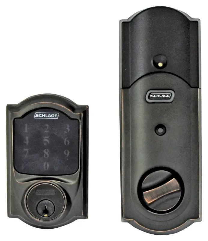 Schlage Connect Series BE469ZPVCAM716 Electronic Deadbolt, Aged Warm finish, Residential, 1 Grade, Metal, Keypad Included