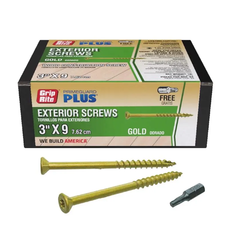 Grip-Rite PrimeGuard Plus No. 9 S X 3 L Star Flat Head Deck Screws 1 lb Pack 12