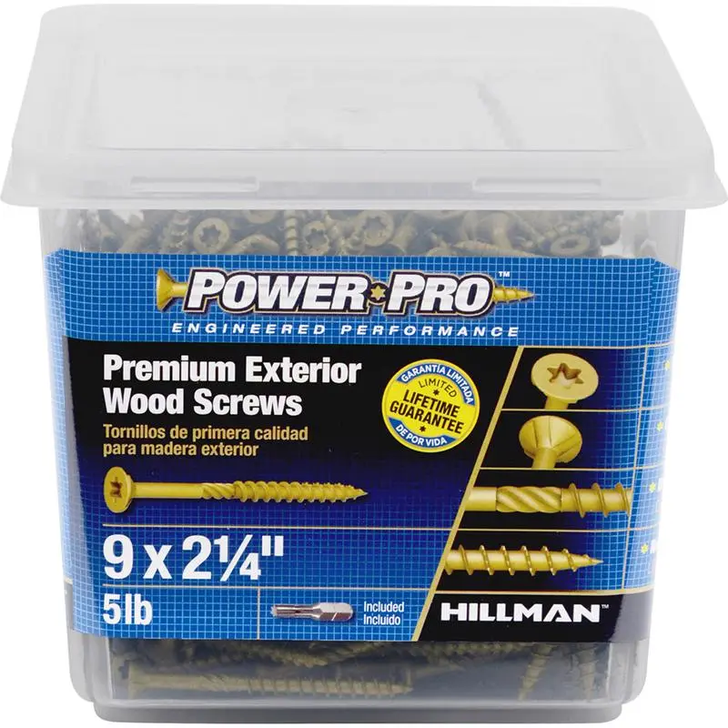 HILLMAN Power Pro No. 9 X 2-1/4 Inch Bronze Star Flat Head Premium Deck Screws 5 lb 565 Pack