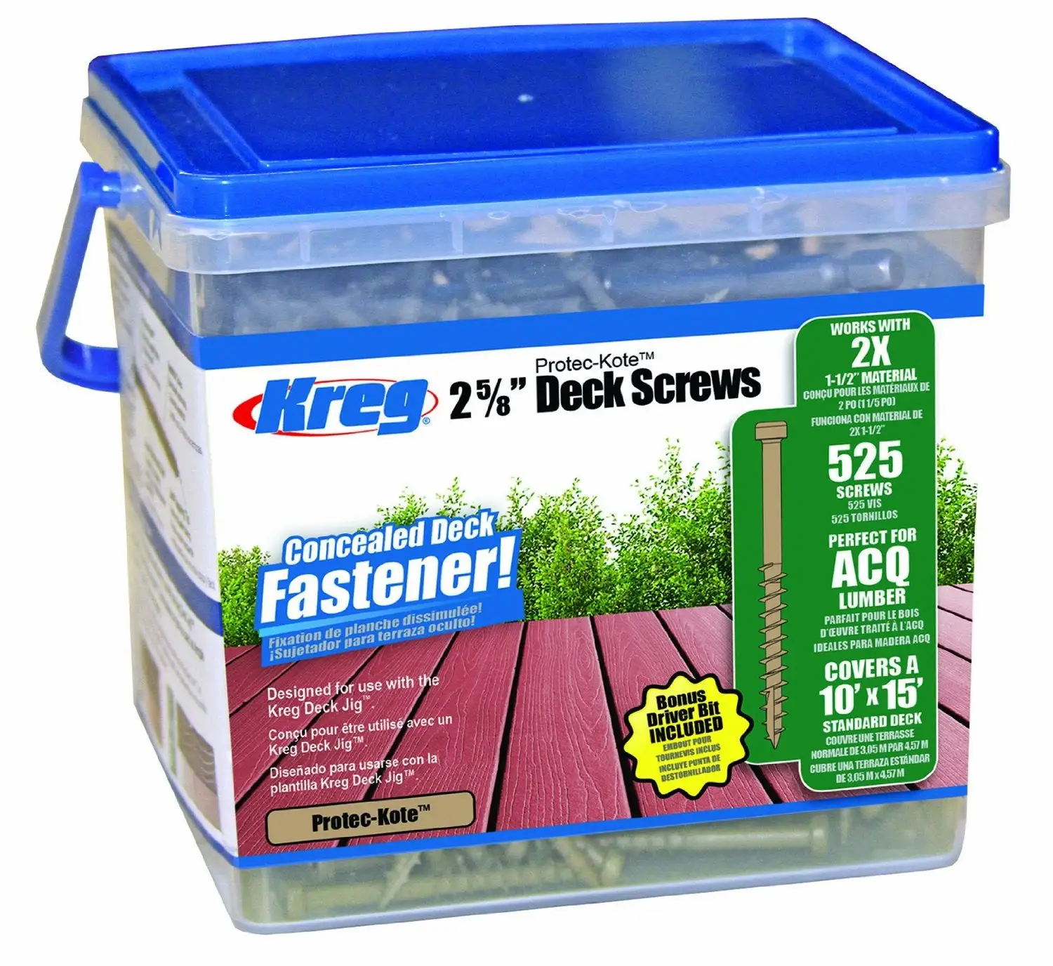 Kreg SDK-C262W-525 Protec-Kote Deck Screws #8 x 2-5/8 525 Ct Decks