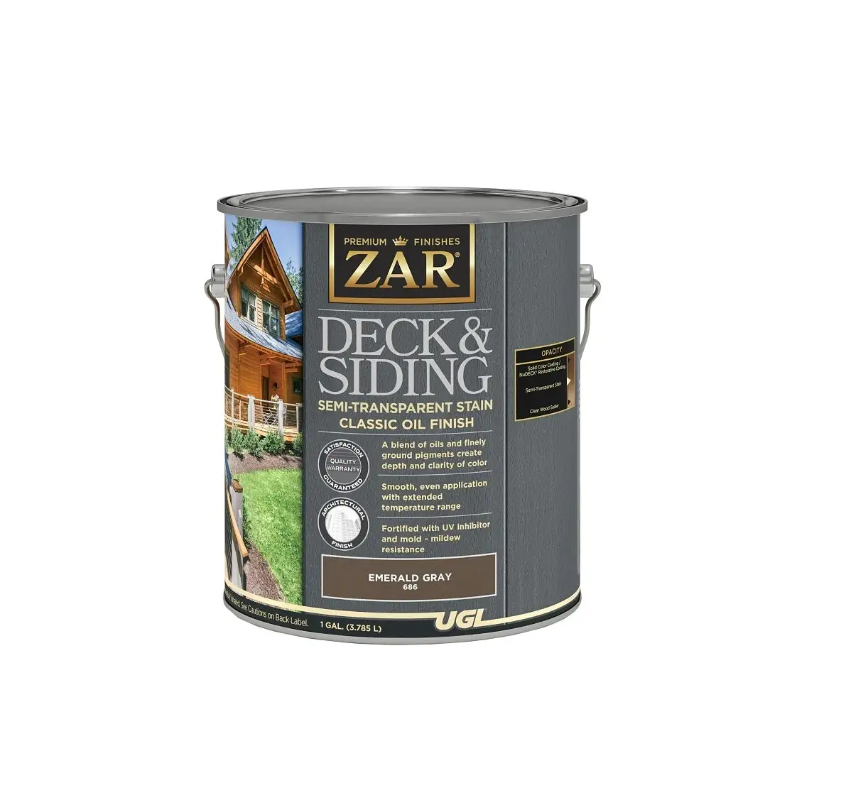 ZAR 68613 Deck and Siding Semi-Transparent Stain Emerald Grey 1 Gallon