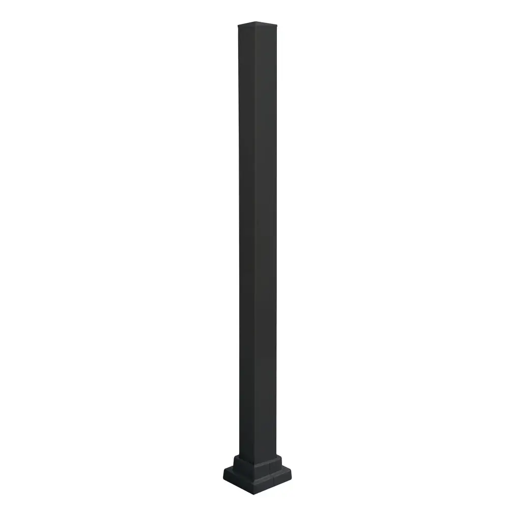 Black Aluminum Mounting Post 42'' High Railing, 43-1/2'' x 2''