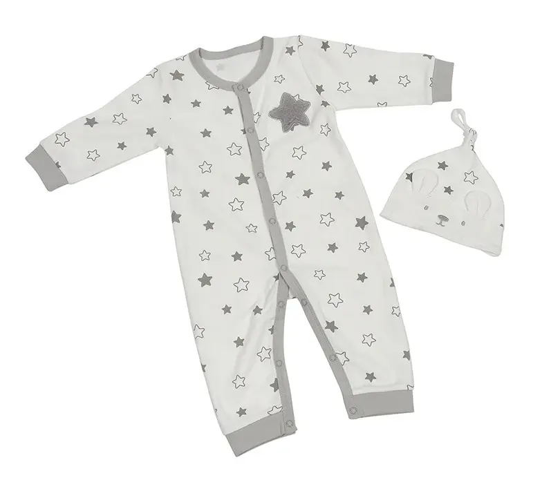 GRAY STARS LAYETTE CAP