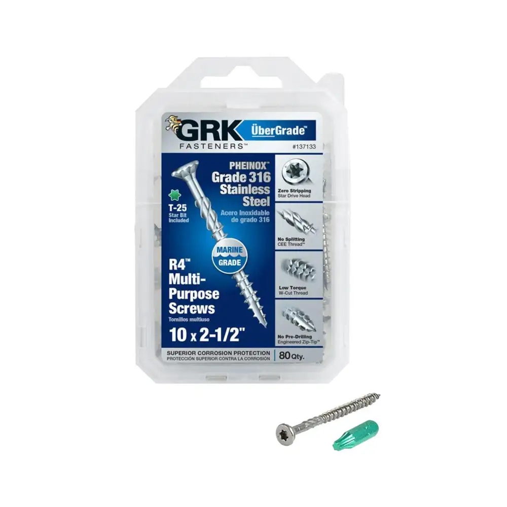 GRK Fasteners 137133 Framing and Decking Screw #10 x 2-1/2 Inch Wood Construction