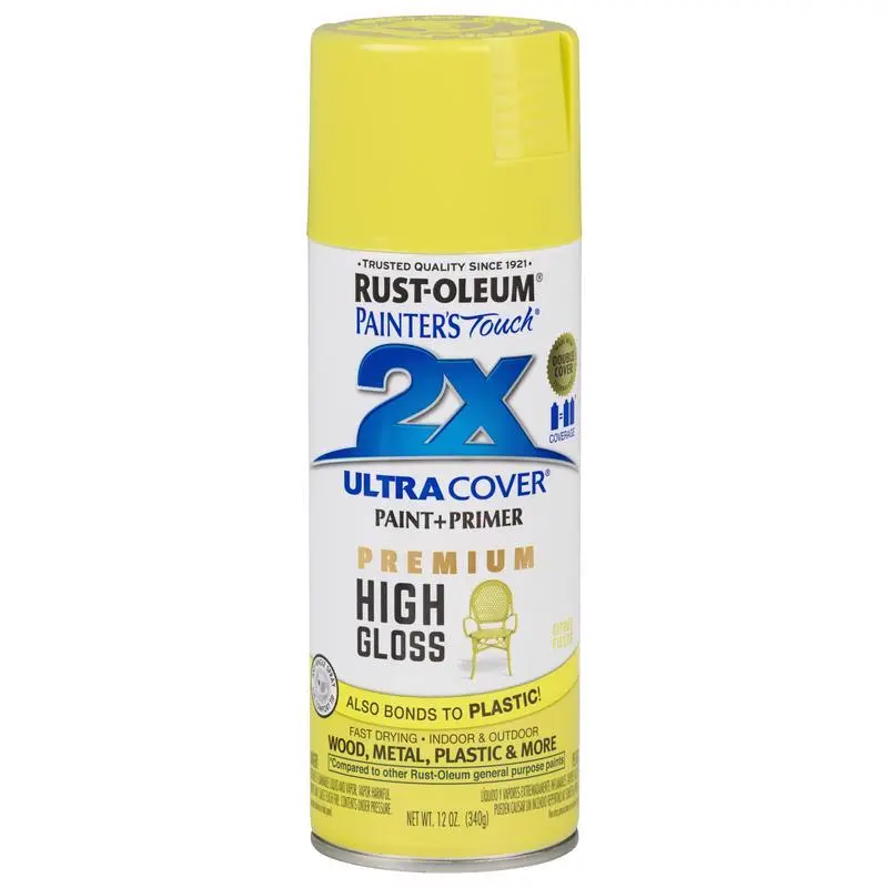 Rust-Oleum Painter's Touch 2X Ultra Cover High-Gloss Citrus Fields Spray Paint 12 oz Pack 6