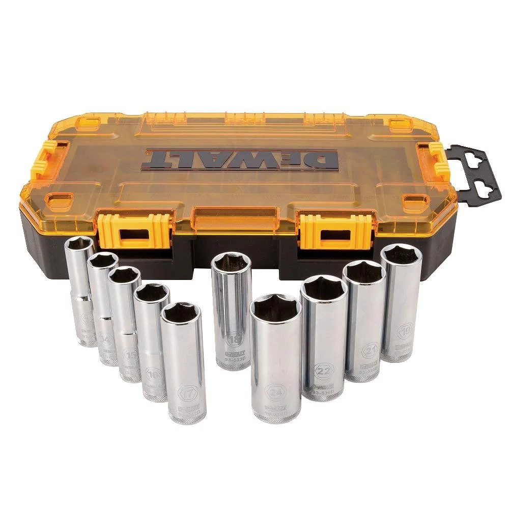 DeWalt DWMT73815 Deep Metric Socket Set DirectTorque 1/2 Inch Drive 10-Piece Professional Tool Kit