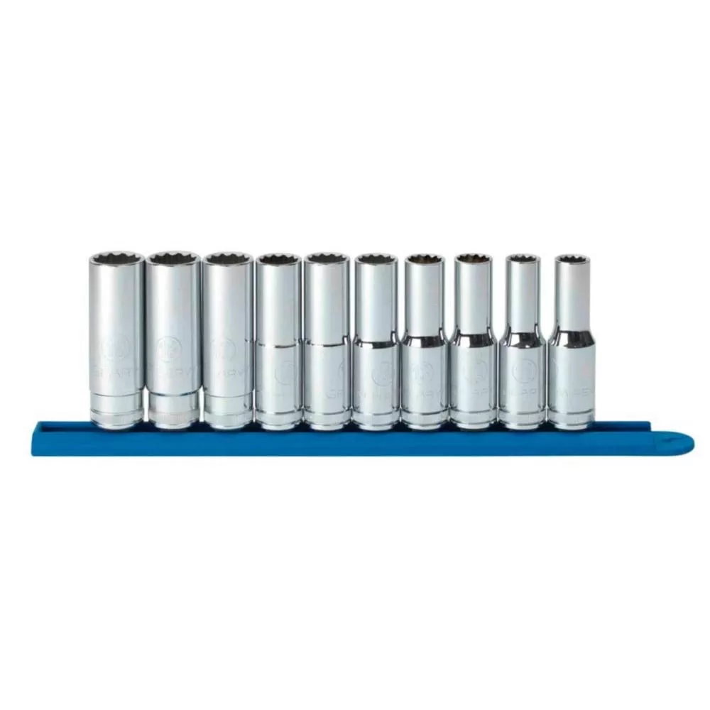 GEARWRENCH 1/2 . Drive 12-Point Deep Metric Socket Set (10-Piece) Automotive Repair
