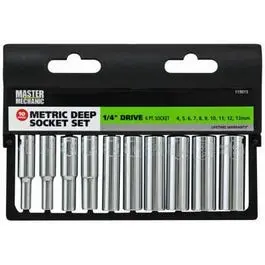 10-Piece Metric Deep Socket Set 1/4-Inch Drive Automotive Repair Master Mechanic