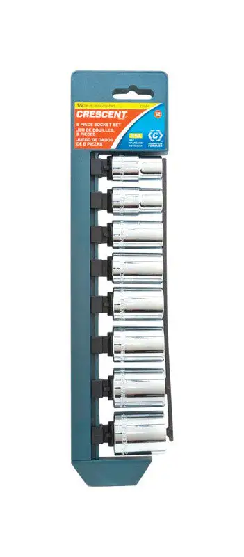 Crescent 8-Piece 1/2-Inch Drive Metric 6-Point Deep Well Socket Set
