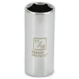 3/8-Inch Drive 11/16-Inch 6-Point Deep Well Socket Automotive Repair Master Mechanic