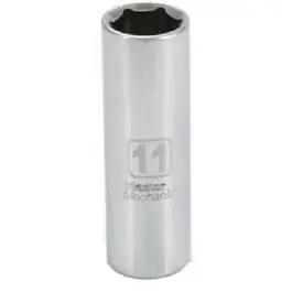 Metric Deep Well Socket, 6-Point, 1/4-. Drive, 11mm Automotive Repair Master Mechanic