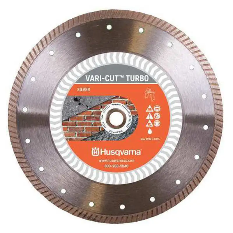 Husqvarna Vari-Cut Turbo 7 . Dia. x 5/8 and 7/8 . Diamond Saw Blade Masonry Cutting