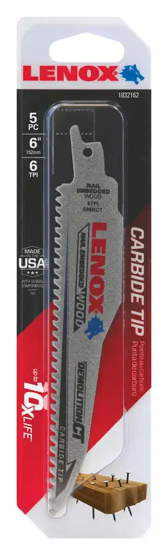 Lenox 8 Inch Diamond Grit Reciprocating Saw Blade 24 TPI Tough Materials