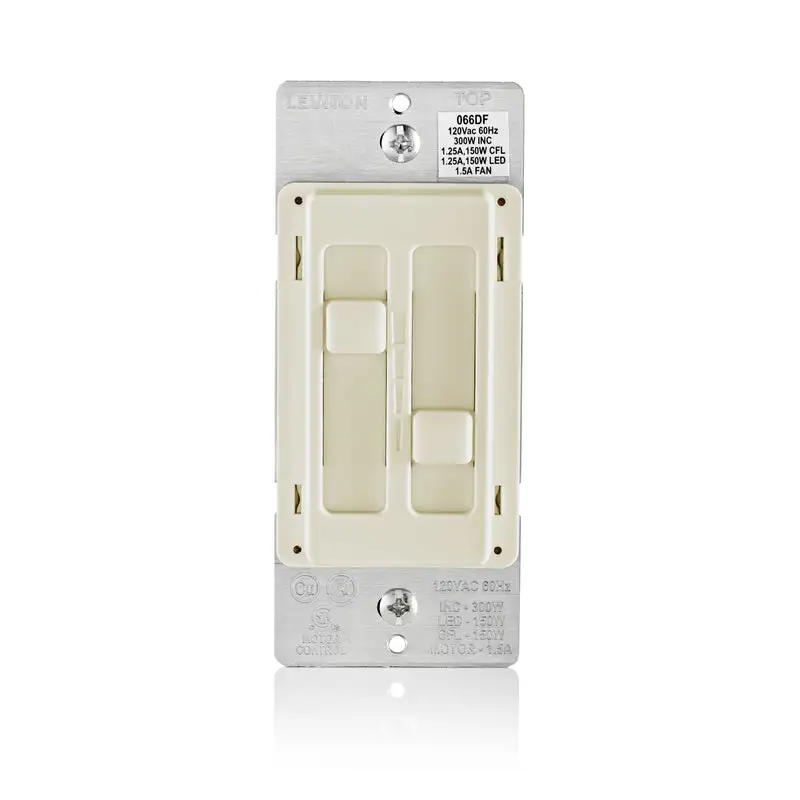 Leviton Decora SureSlide Light Almond Fan LED Dimmer Slide Switch 1 Pack