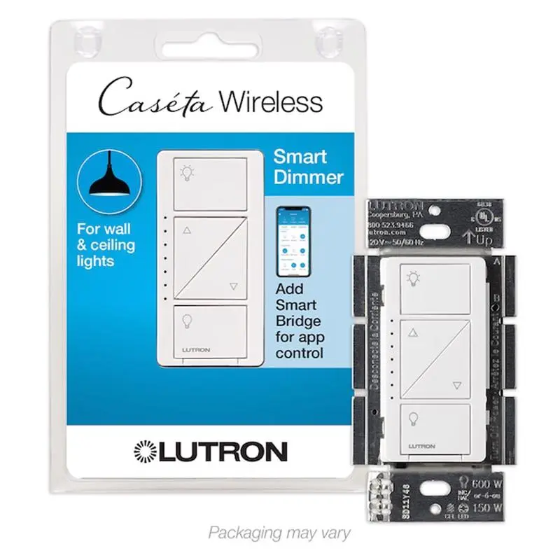 Lutron Caseta White 150W Touch Smart-Enabled Dimmer Switch 1 Pack