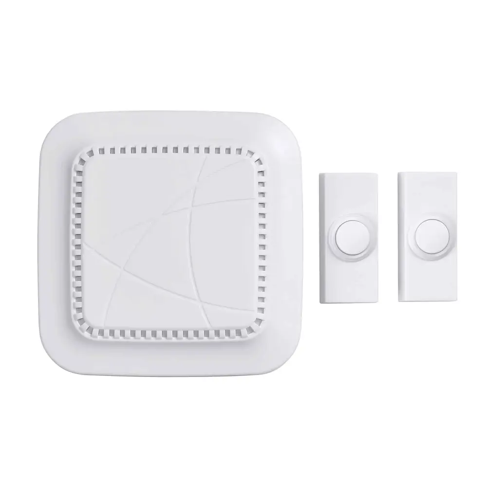Complete Wireless Doorbell Set Chime, White (2 Push Buttons)