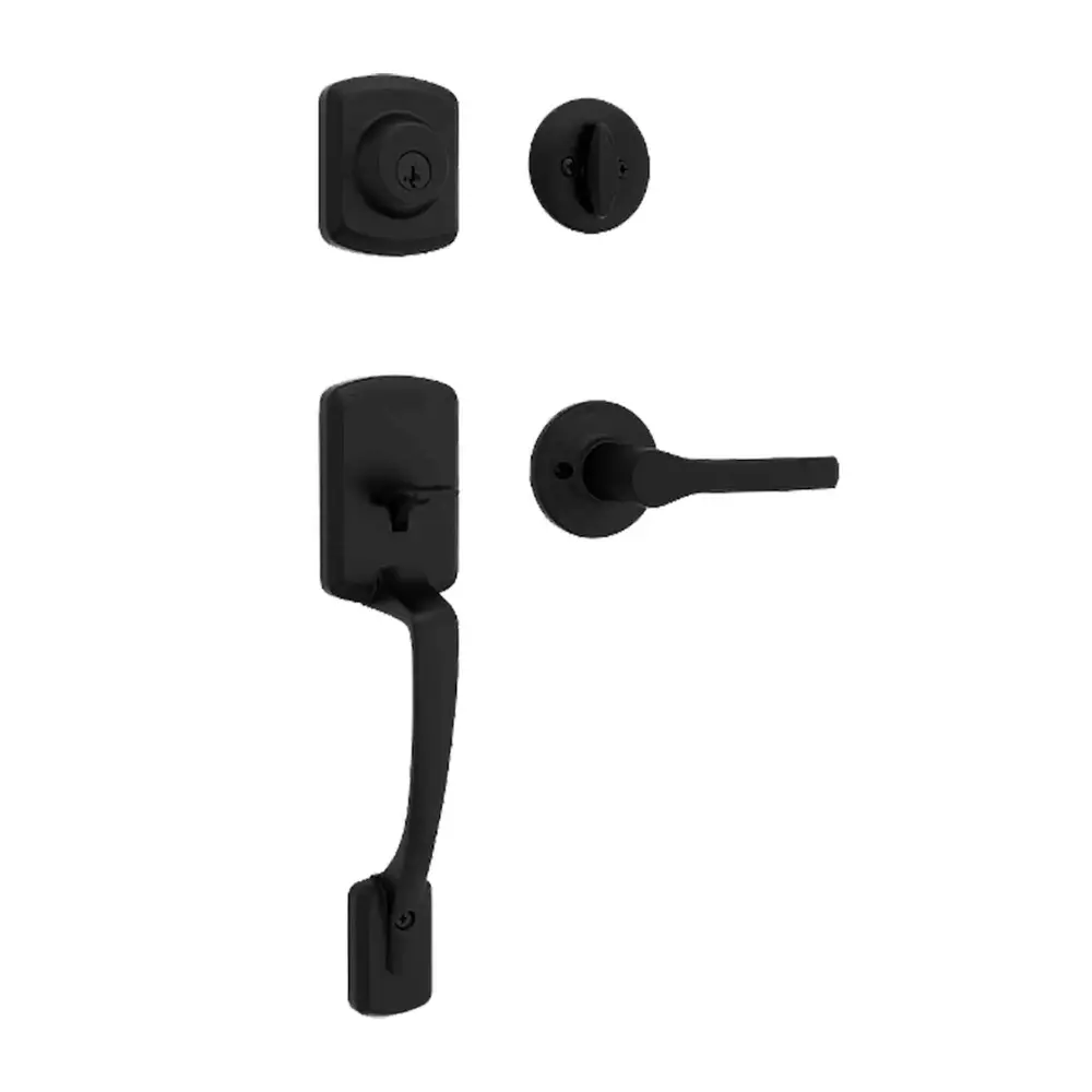 Mortise Lock Henley Entry Door Handle Place, Matte Black