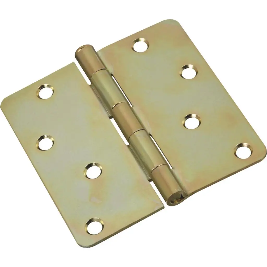 National 4-Inch x 1/4-Inch Radius Satin Brass Tone Door Hinge