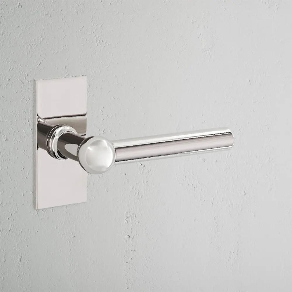 Harper Short Plate Fixed Door Handle - Shiny Nickel