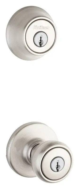 Kwikset Tylo Satin Nickel Entry Knob and Single Cylinder Deadbolt 1-3/4 Inch